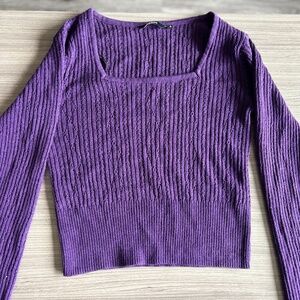 Purple Sweater Crop Top